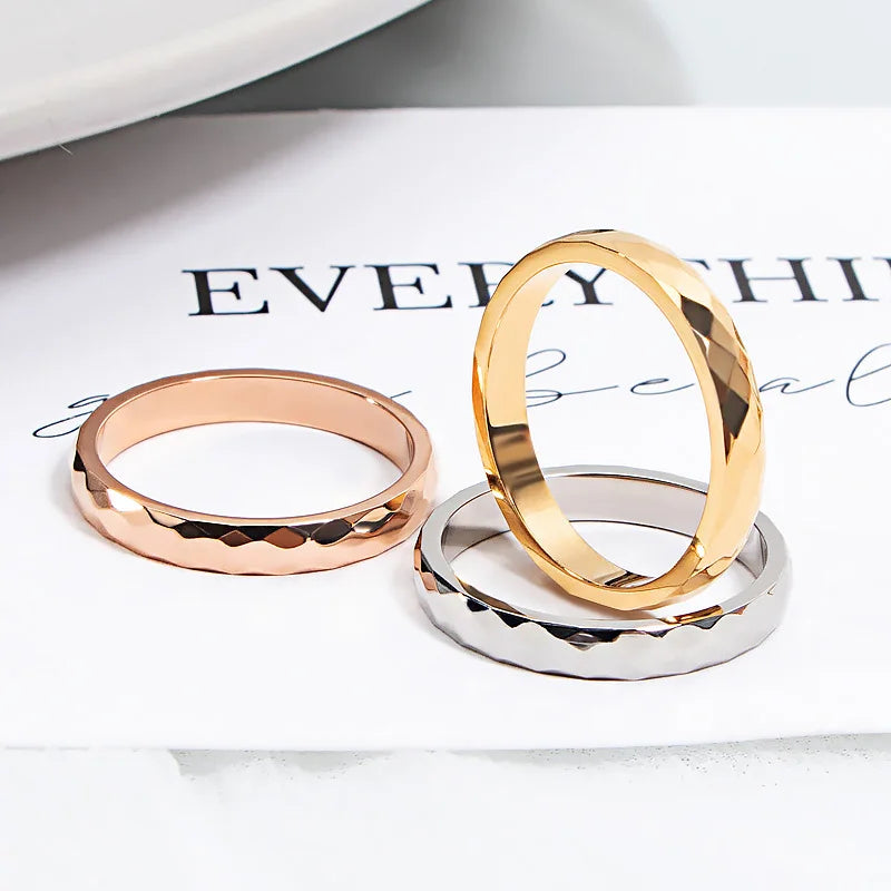 Anillos Acero Inoxidable Por Mayor Fashion Jewelry Diamond Rings Women Band Rose Gold Stainless Steel Ring
