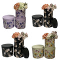 Gift Box Flower Box Hug Bucket Pattern Round Set of 3 Flowers Printing Rigid Boxes Coated Paper Recyclable Round Shape 3 Colors