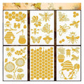 6 Pcs Honeycomb Bee Stencils Bee Hollow Painting Stencil Graffiti Sunflower DIY PET Stencil