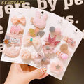 Korean Style Princess Headdress for Kids Lovely Cartoon Flowers Fabric Hairpin Hair Accessories Baby Girl Pink Hairpins
