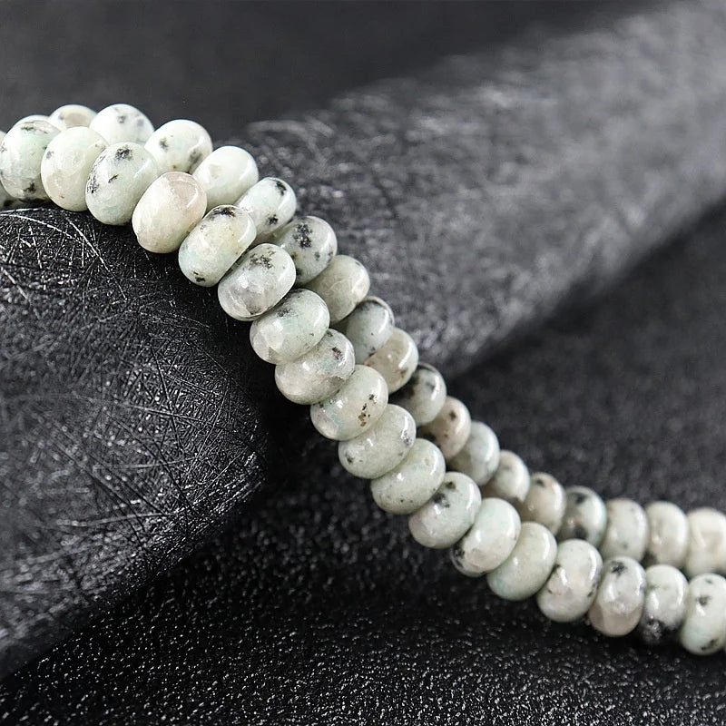 Hot Selling Beads for Jewelry Making Natural Kiwi Jasper Lotus Jasper Rondelle Abacus Shape Spacer Loose Beads 15.5"