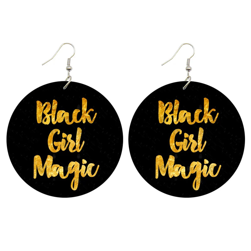 Black Lives Matter Black by Popular Demand Don't Crack Juneteenth Dope Mom Dad Sister Grandma Natural Wood Wooden Earrings