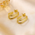 Industrial Style Adornment Gold Plated Double Layer C-Shaped Minimalist Style Stainless Steel Earrings