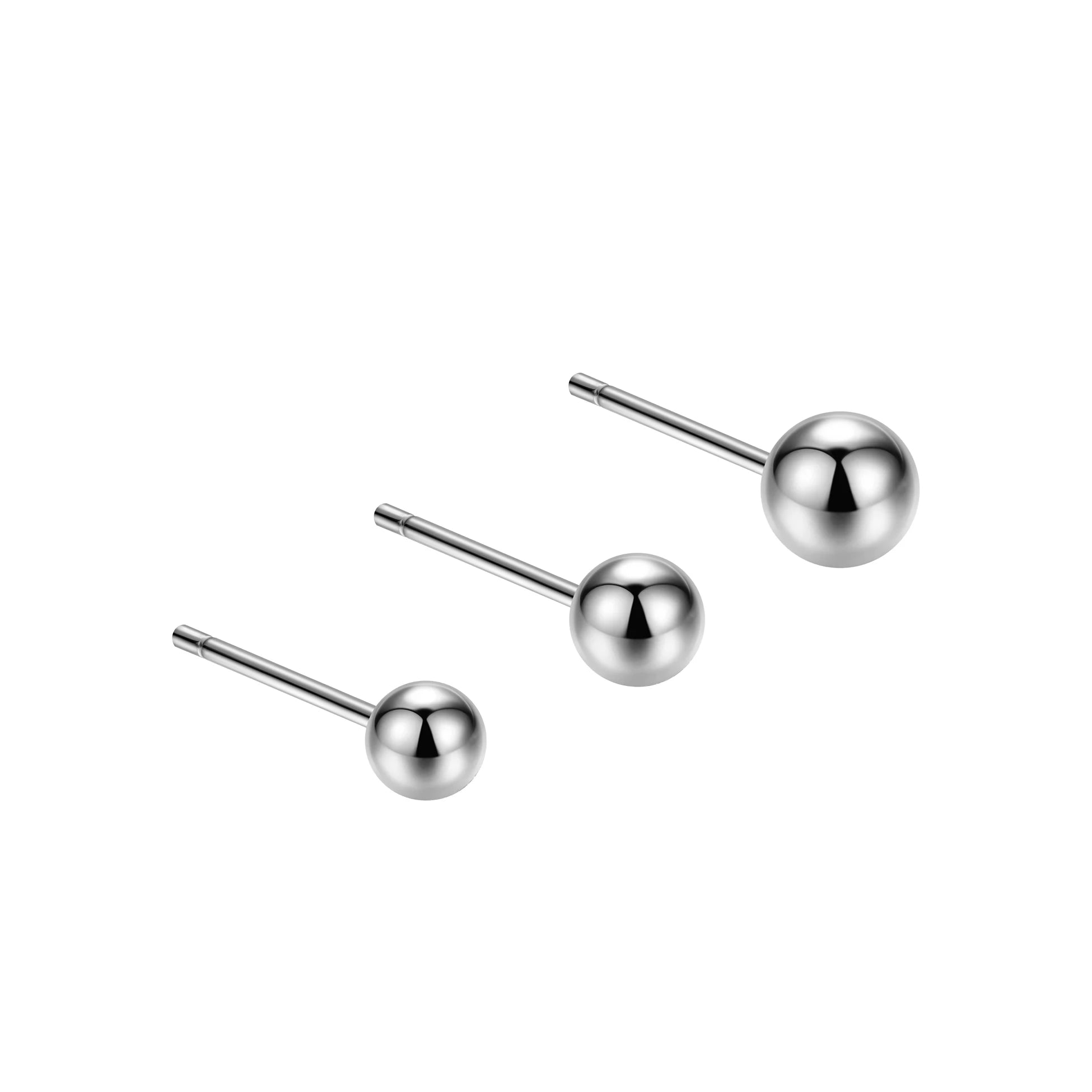 Fashion 925 Sterling Silver Ball Classic Round Ball Studs Hypoallergenic Stud Earrings Jewelry Set for Women Men