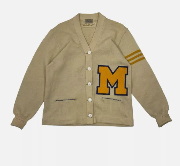 Ottoknit Varsity Cardigan Men Collegiate Inspired Knitwear with Ribbed Trim