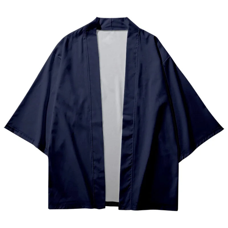 Japanese Traditional Solid Color Kimono Cosplay Samurai Haori Obi Women Men Cardigan Beach Yukata Asian Vintage Clothing