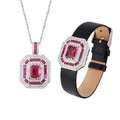 Wholesale Fashion 925 Sterling Silver Pu Leather Blue Spinel square Zircon 925 Silver Fashion Jewelry Jewelry Sets