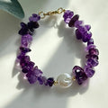 Elegant Natural Amethyst Bracelet with Baroque Pearl Charm February Birthstone Fashion Charm Bracelets