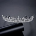 SLBRIDAL Copper Alloy Micro Pave Cubic Zircon Wedding Tiara Headband Bridal Queen Princess CZ Crown Bridesmaids Women Jewelry