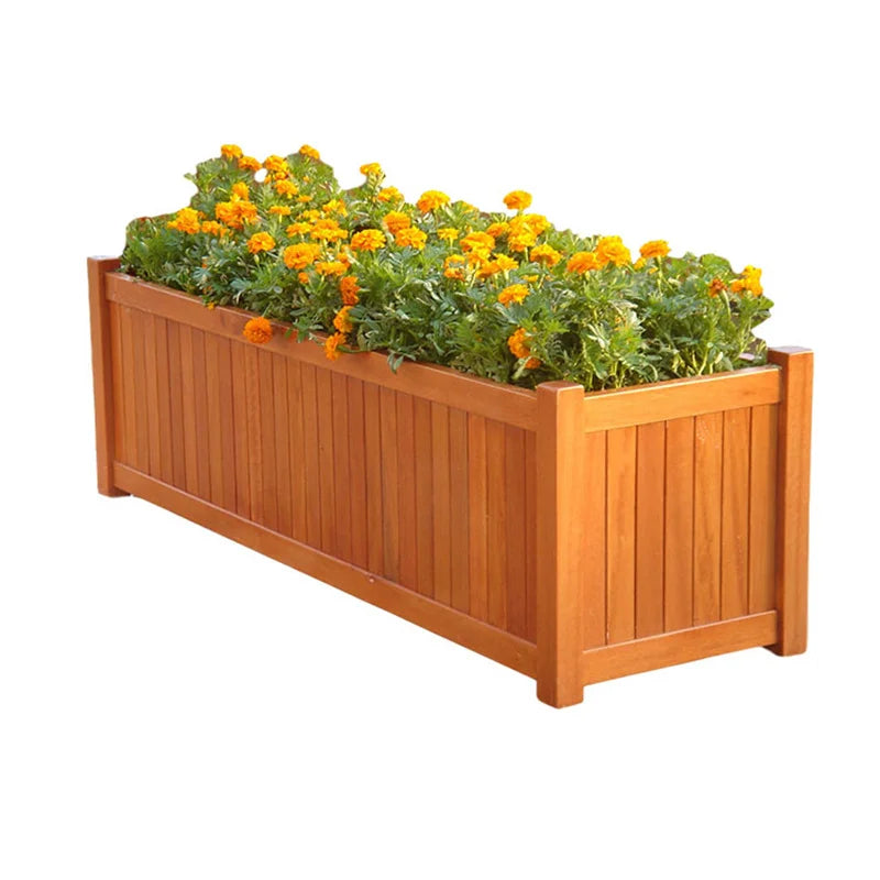 Outdoor City Street Furniture Large Creative Wooden Planters Box Outside Garden Park Eco Friendly Flower Pots Out Door Plant Pot