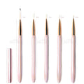 Customized LOGO Synthetic Hair and Nylon Plastic Handle Crimped Ferrule Nail Art Liner Brush Set for UV Gel Nail Art