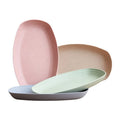 Non Fragile Wheat Straw Plate Biodegradable Straw Oval Plates Reusable Desserts Salads Restaurant Dishes Plates Tableware