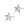 Simple 925 Sterling Silver Earrings Pave CZ Zirconia Star Stud Earrings for Women