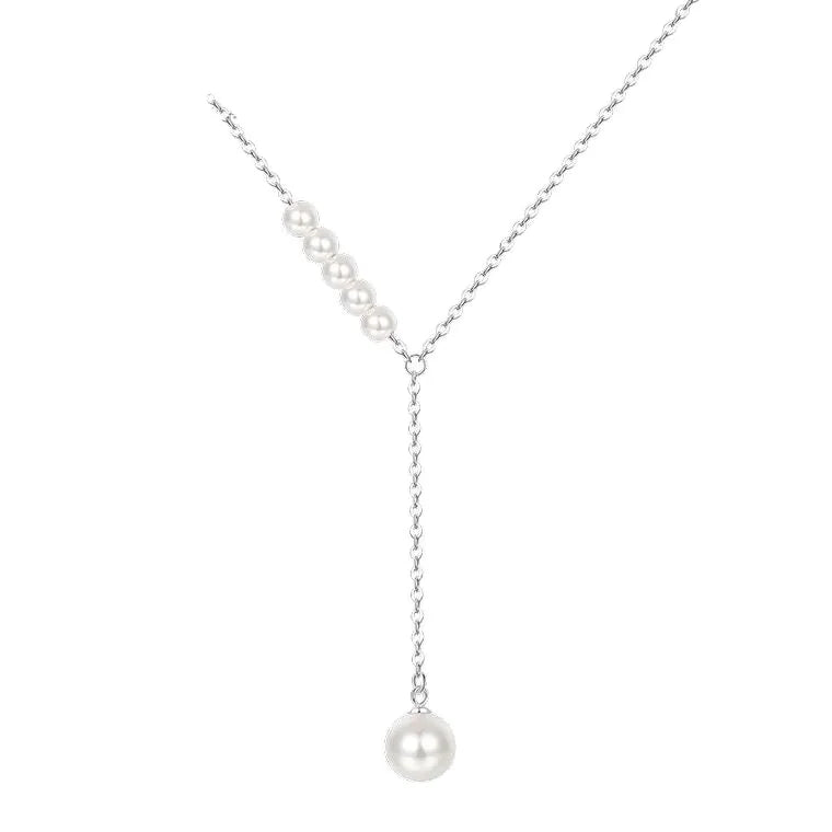 Factory Wholesale  Silver Pearl Necklaces  Pendants for Women Fashion Lady Festival Gift Sterling-silver-jewelry
