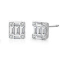 Dainty 925 Sterling Silver Square Cluster Studs Earrings Baugette Diamond Fine Jewelry for Women