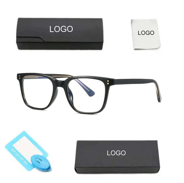 Custom Classic Men Women TR90 Transparent Optical Frames Anti Blue Light Blocking Bluelight Filter Computer Glasses With Case