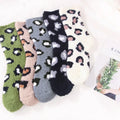 2021 Hot New Arrival Women Winter Knit Warm Crew Thick Socks  Lovely Funny Coral Fleece Leopard Socks Custom Women's Socks