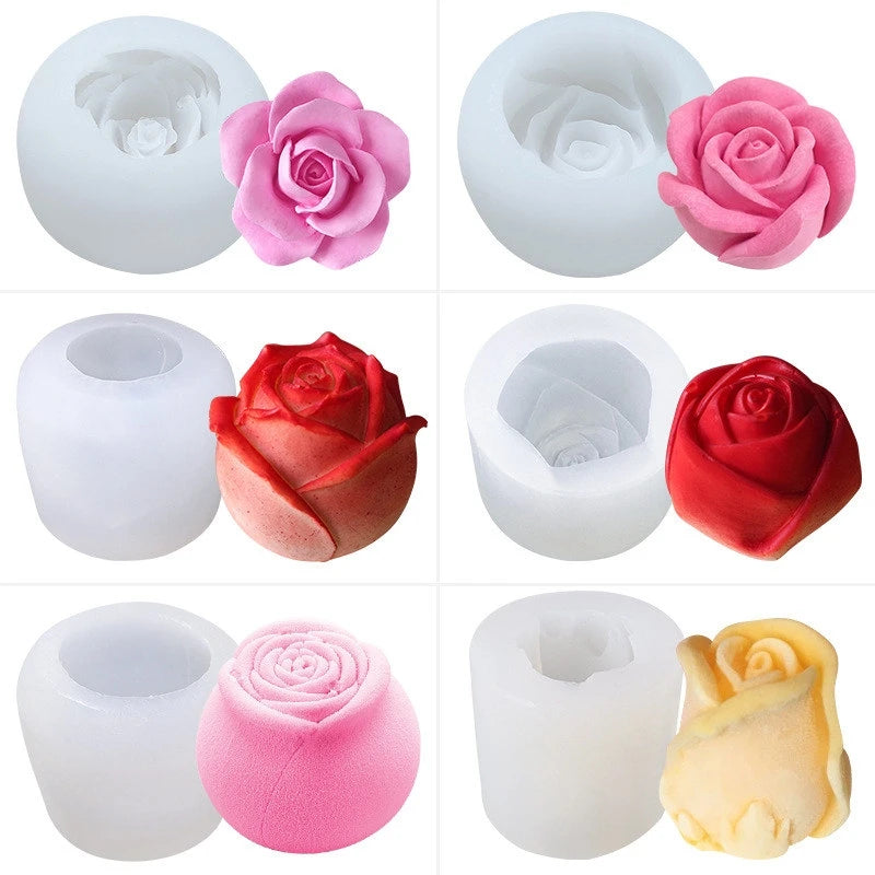 DIY  Homemade Various Sizes Rose Silicone Molds for Candle Soaps Making  3D Rose Flower Silicone Ice Cube  Molds