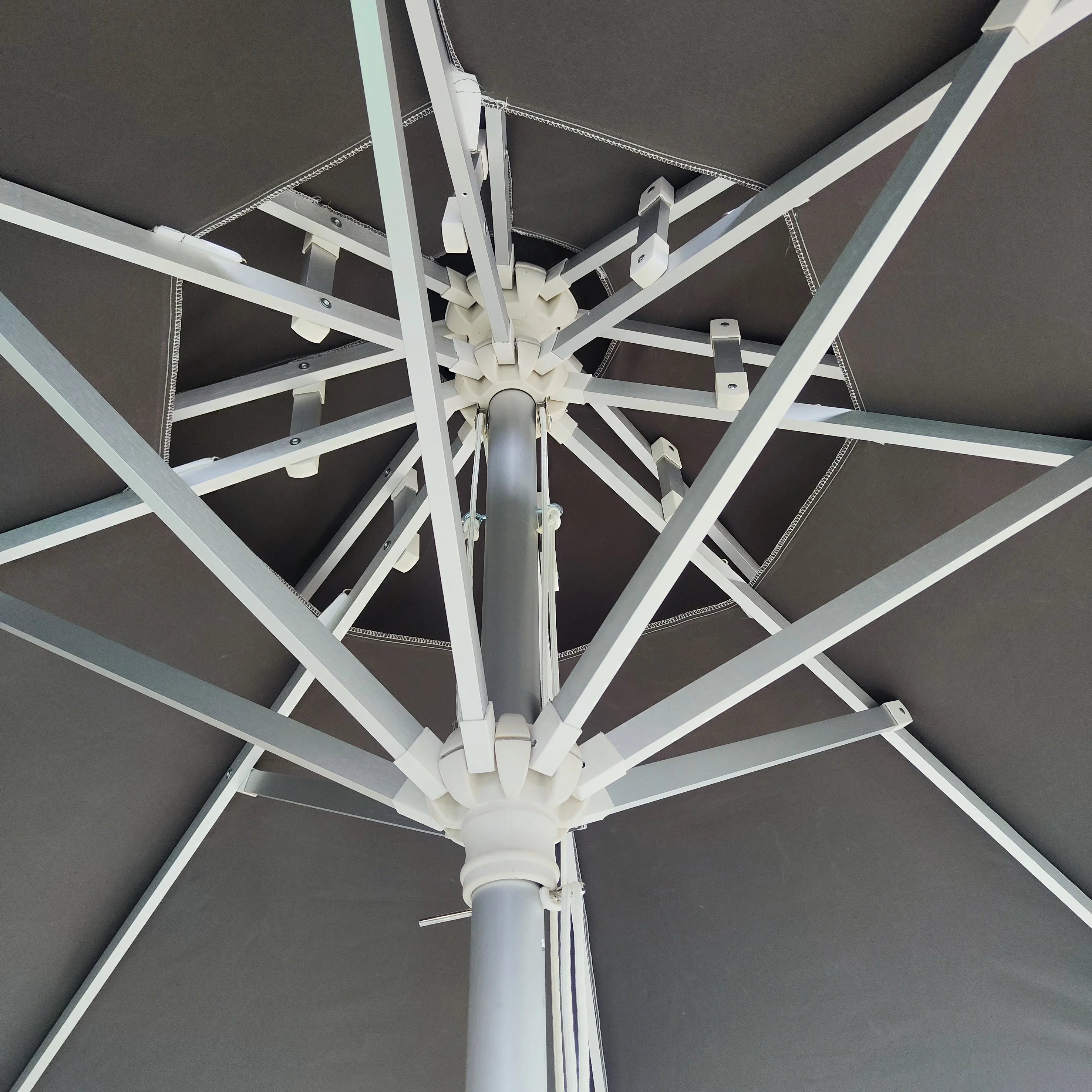 Commercial Large Octagonal Aluminum Frame Canvas Sun Shade Double Center Pole Outdoor Table Market Patio Umbrellas