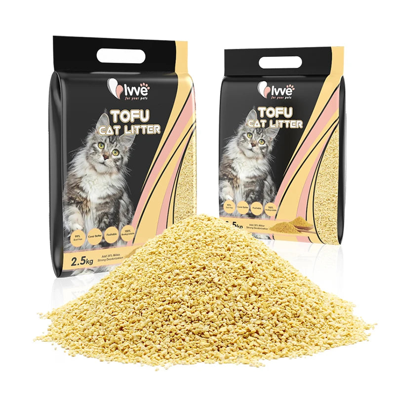 Dust Free Wholesale Plant Clumping Biodegradable Customized 3mm Stripe Shape Millet Tofu Cat Litter Factory