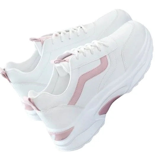 Wholesale Women's White Shoes 2026 Spring New Fashion Trendy Shoes Women's Sneakers Thick-soled Lace-up Casual Shoes