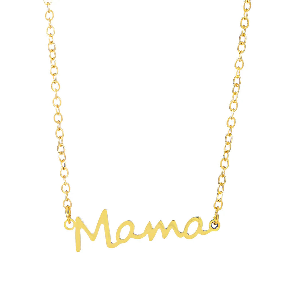 AA016563 Minimalist Mama Letter Necklace Stainless Steel Necklace Mother's Day Gift