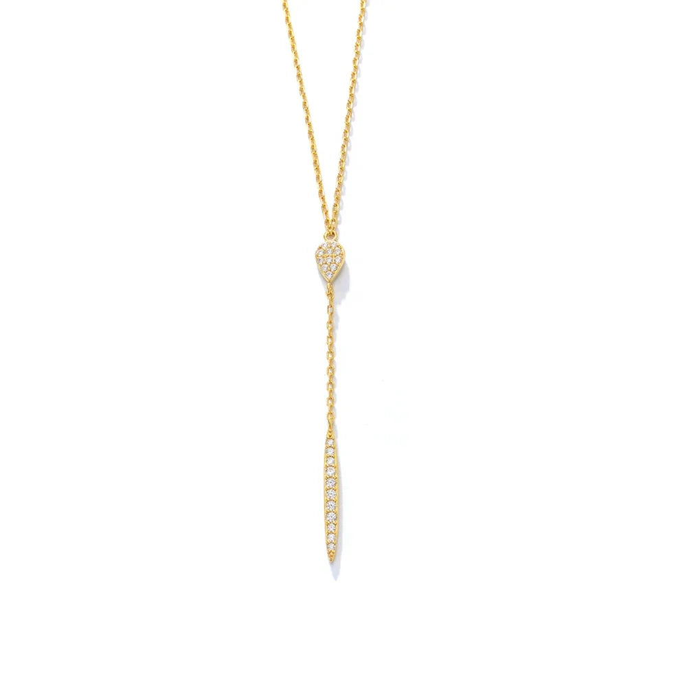 Custom Jewelry Custom Personalized Fashion Women Gold Necklace 14k Zircon Drop Silver 925 Bar Pendant