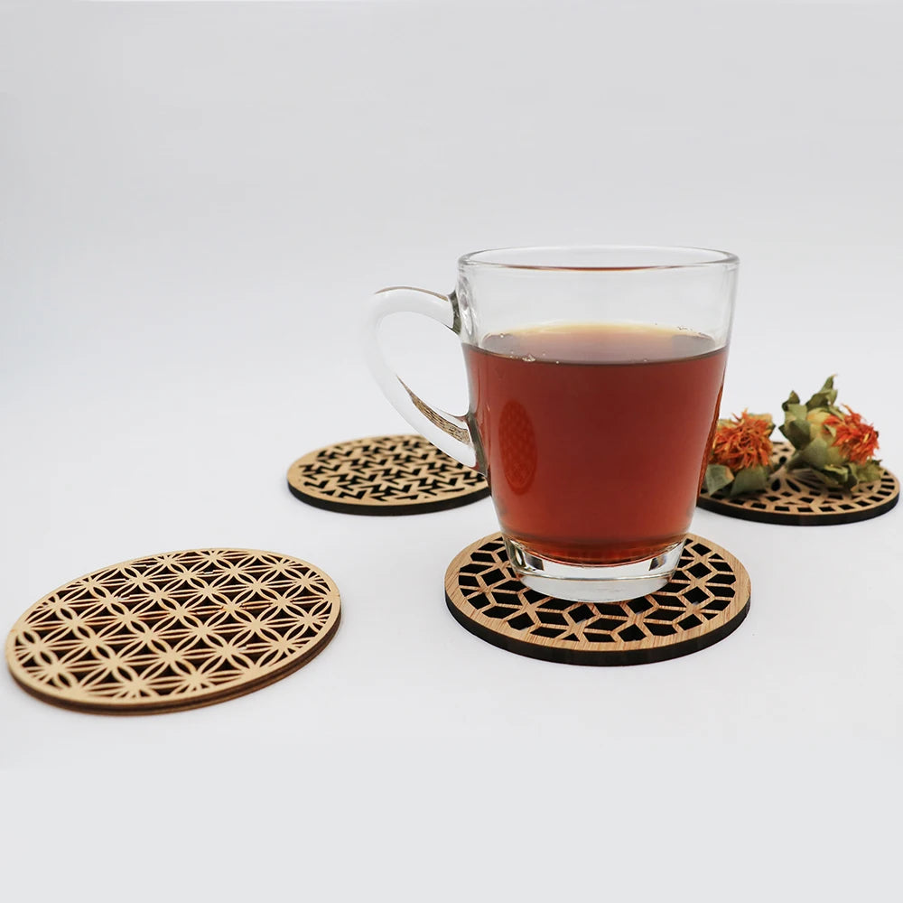 Hexagon Bamboo Coaster | Modern Geometric Table Decor | Unique Wood Drink Mat