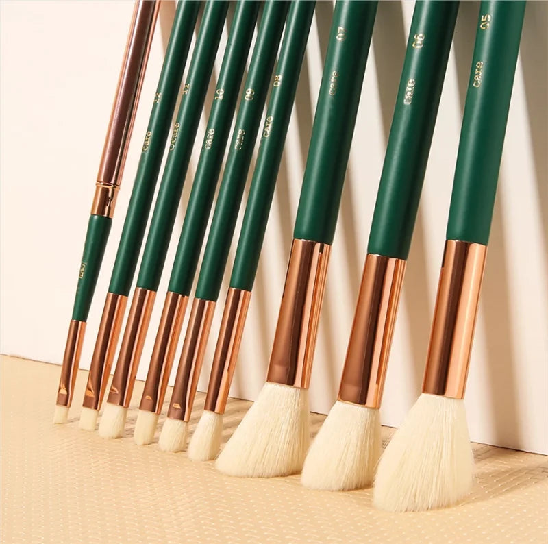 Hot Suppliers Best Price Factory Direct Brushes Supplier Your Own Design 9PCS Green Handle Makeup Brushes Set