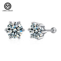 XEZ064  Classic Screw Back 925 Sterling Silver Engagement Six Claws Diamond Moissanite Stud Earrings Women Fashion Jewelry