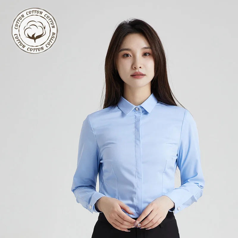 Women Blouses Tops Shirt Long Sleeve Business Shirt Woman Office Solid Business Shirts for Women