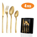 18/0 Stainless Steel Classic Mirror Polish Brush Gold Wedding Flatware Set with Custom Packaging Eco-Friendly for Weddings