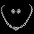 2022 Factory Luxury Crystal Wedding Jewelry Set Shiny Bridal Necklace Earrings Set Flower Zircon Jewelry Set for Women