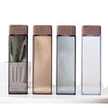New Arrival 480ML Portable Transparent Plastic Square Water Bottle Square Shaped Water Bottle With Wood Grain Lid