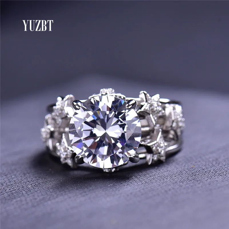 Silver 925 Original 5 Carat Brilliant Cut Pass Diamond Test D Color Moissanite Butterfly Ring for Women Wedding Fine Jewelry