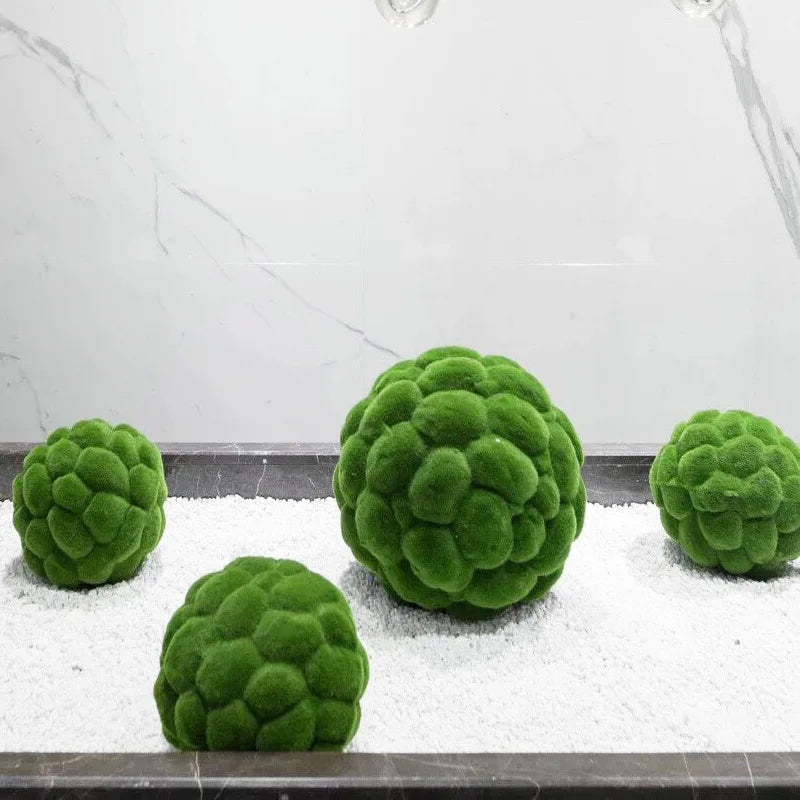 B0405 Artificial Fake Green Decorative Moss Grass Ball Faux Moss Ball for Decoration