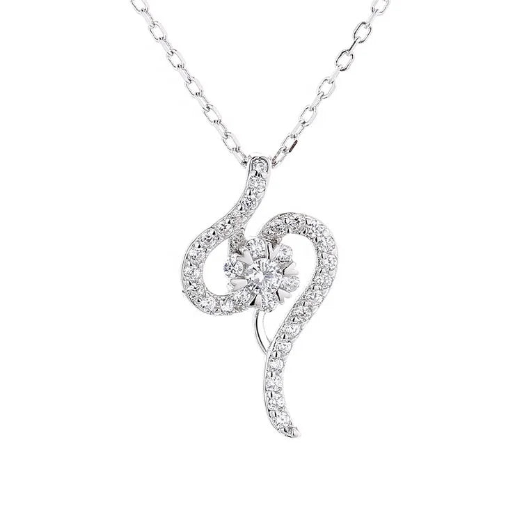 Yaeno Wholesale Sterling Silver 925 Silk Flower Pendant Necklace for Women Gift
