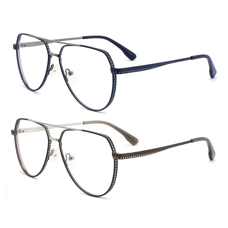 High Classic Luxury Men's Aviation Optical Eyeglasses Wide Edge Rim with Window Pattern Decoration Acetate Frame 8381
