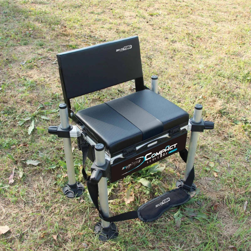 Selco High Quality Portable and Durable Aluminum Fishing Feeder Seat Box with Backrest