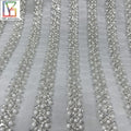 New Sequence Hand Made White Beaded Pearls Embroidery African Dubai Net Tulle Bridal Sequin Lace Fabric for Dress