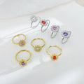 Popular New 18k Gold Plated Zircon Stainless Steel Ring Flower Circle High Quality Fashionable Ins Exquisite Jewelry Ring