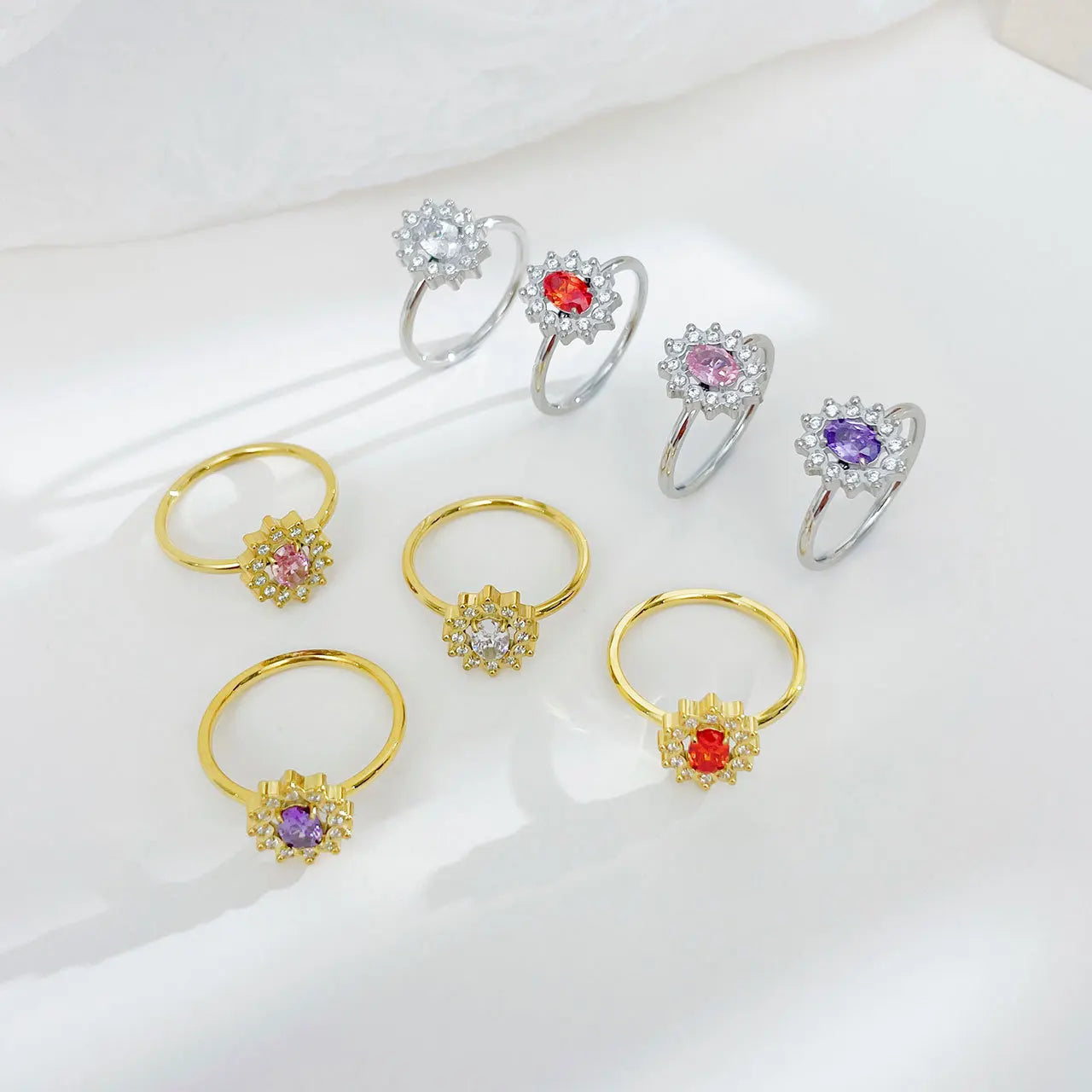 Popular New 18k Gold Plated Zircon Stainless Steel Ring Flower Circle High Quality Fashionable Ins Exquisite Jewelry Ring