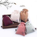 Manufacturer Stock Folk Art Cloth Bag Drawstring Lucky Bag for Buddhist Prayer Beads Jewelry Canvas Storage Bag Brocade Pouch