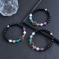 8mm Natural Obsidian Beaded Bracelet 12 Zodiac Couples Bracelet Blue Sandstone Engraved Crystal Bracelet Unisex