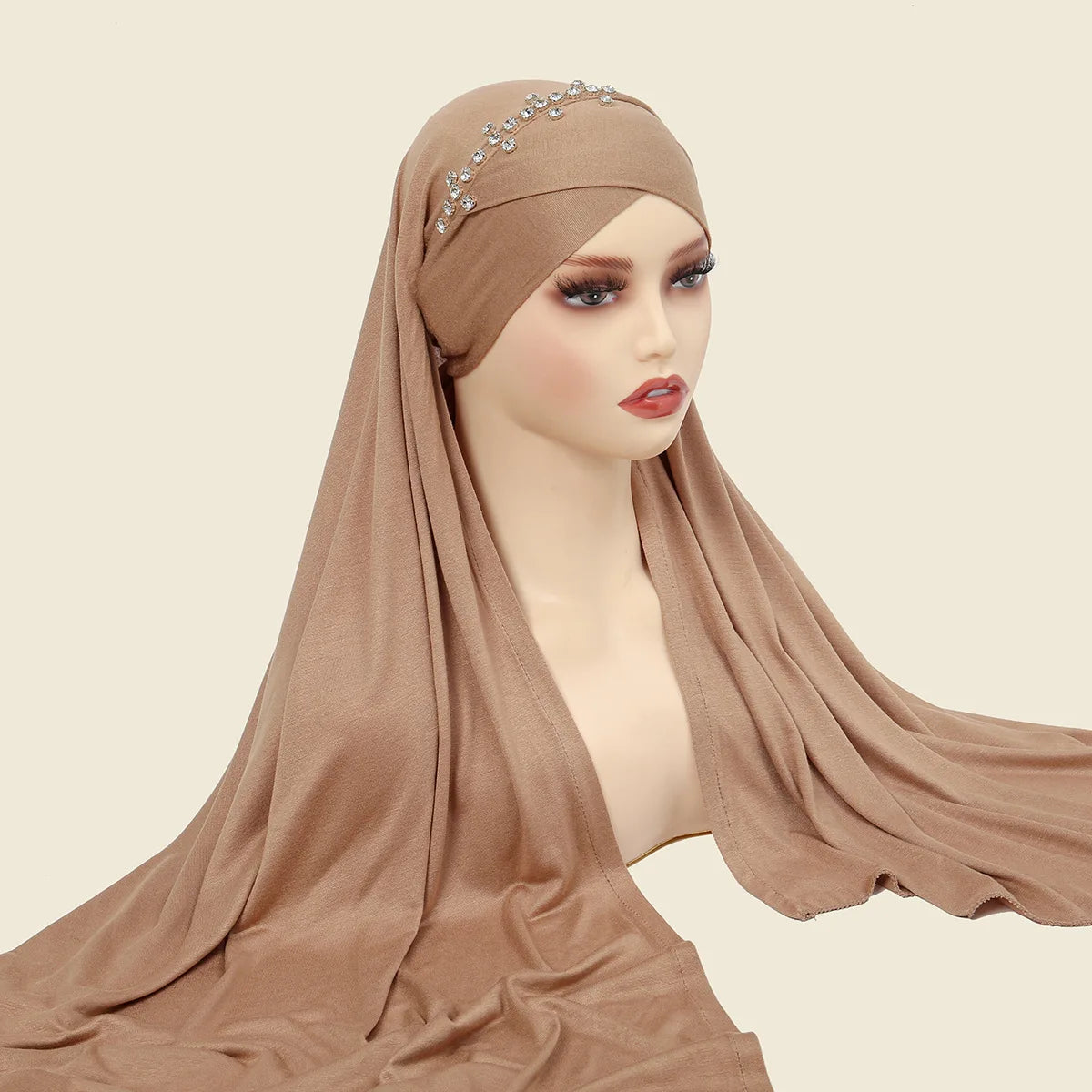 CCY 2024 Luxury Women Instant Hijabs With Diamond Long Soft Muslim Dubai Scarf Turban Head Hijab