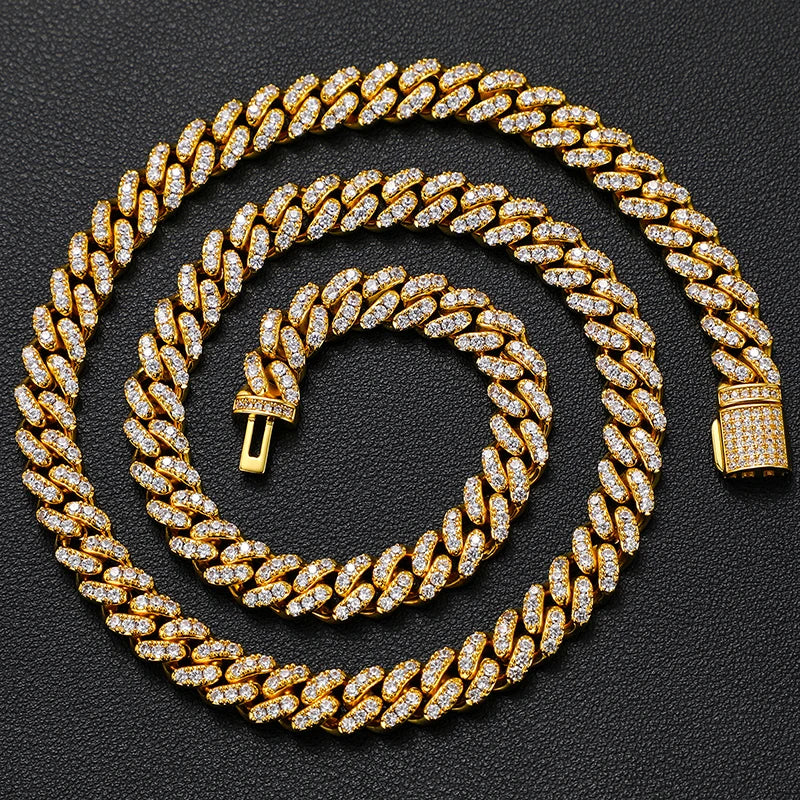 Drop Shipping Moissanite Jewelry 8mm Silver 925 Chain Necklace Iced Out VVS Moissanite Cuban Link Chain
