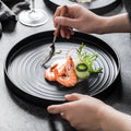 Western Style Vintage Matte Black Bone China Dinnerware Set Eco-Friendly Ceramic Porcelain Customized Pattern Food Safe Plates