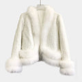 New Fashion Solid Color Real Fox Fur Wool Coat Women Pretty Tweed Coat With Fur