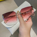 Luxury Rimless Square Sunglasses Women 2023 Trend UV400 Protection