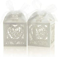 High-End 2x2x2..75 Inch Lace Candy Box for Wedding Parties Thank You Gift Boxes with Ribbon Decorations Matt Lamination Feature